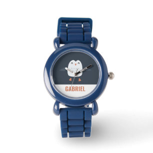 festive funny cute penguin personalised childrens watch