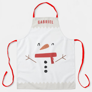 festive funny cute snowman personalised children's apron
