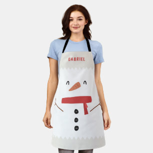 festive funny cute snowman personalised children's apron