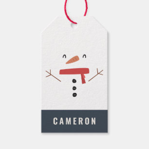 festive funny cute snowman personalised children's gift tags