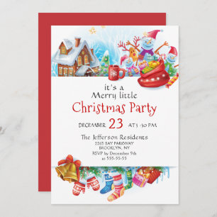 Festive Funny Merry Little Christmas Party Holiday Invitation