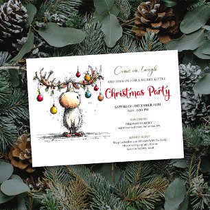 Festive funny reindeer Christmas party invite