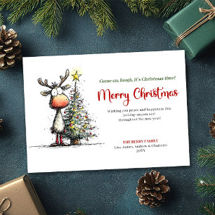Festive Funny Reindeer Merry Christmas Card
