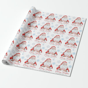 Festive Funny Santa Claus Christmas Holiday Wrapping Paper