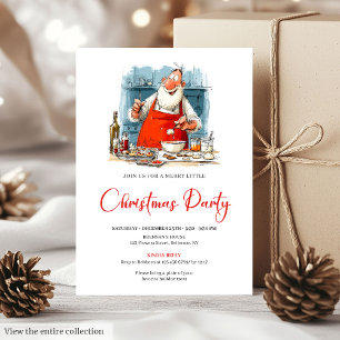 Festive Funny Santa Claus Watercolor Holiday  Invitation