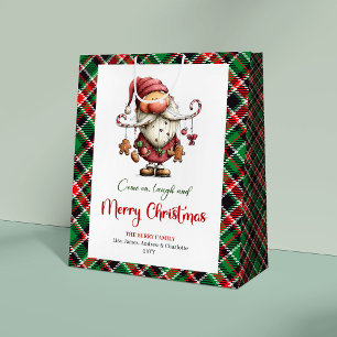 Festive Funny Santa Hand Drawn Red Green Bag