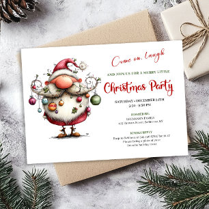 Festive Funny Santa Hand Lettered Party Invitation