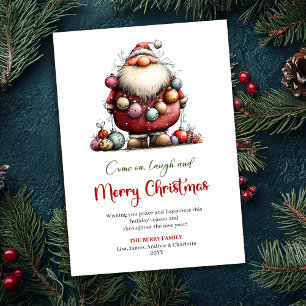 Festive Funny Santa Red Green Classic Christmas  Holiday Card