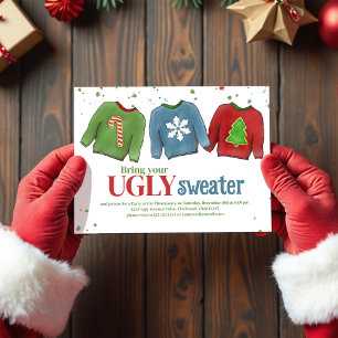 Festive Funny Ugly Sweater Christmas Invitation