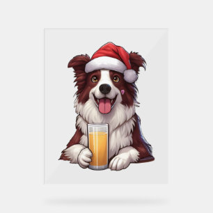 Festive Furry Grin Border Collie's Christmas Delig Acrylic Sign