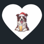 Festive Furry Grin Border Collie's Christmas Delig Heart Sticker<br><div class="desc">Festive Furry Grin Border Collie's Christmas Delight Classic T-Shirt</div>