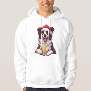 Festive Furry Grin Border Collie's Christmas Delig Hoodie