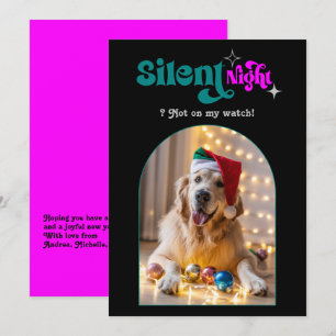 Festive Fusion Funny Retro Pet Dog Christmas Photo Holiday Card