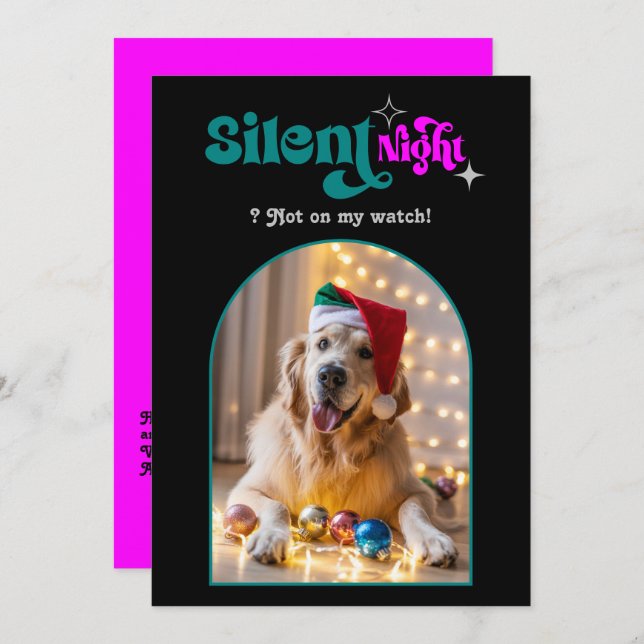 Festive Fusion Funny Retro Pet Dog Christmas Photo Holiday Card (Front/Back)