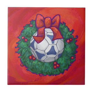 Festive Futbal in Wreath on Red Tile