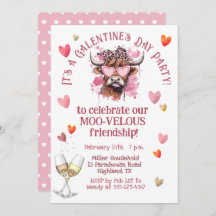 Festive Galentine's Day Hereford Cow