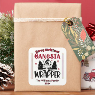 Festive Gangsta Wrapper With Christmas Elements Square Sticker