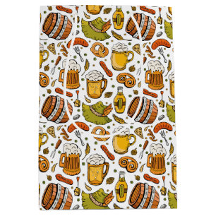 Festive German Oktoberfest Beer and Sausages  Medium Gift Bag