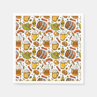 Festive German Oktoberfest Beer and Sausages Napkin