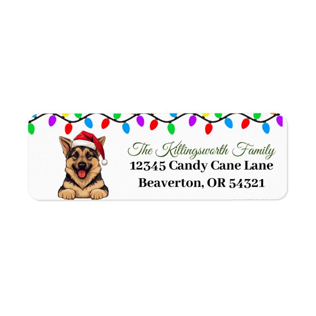 Festive German Shepherd Christmas Return Labels  (Front)