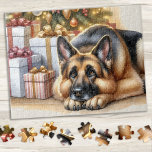 Festive German Shepherd Dog Lover Christmas Jigsaw Puzzle<br><div class="desc">Looking for a fun and engaging activity to share with your family this holiday season? Look no further than our jigsaw puzzle collection featuring adorable German Shepherds! As a dog lover, you'll adore the variety of designs we offer, including cute and cuddly puppies, loveable German Shepherds, and even scenes of...</div>