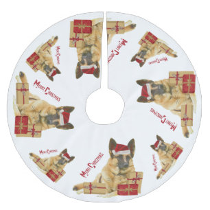 Festive German Shepherd Holiday Brushed Polyester Tree Skirt