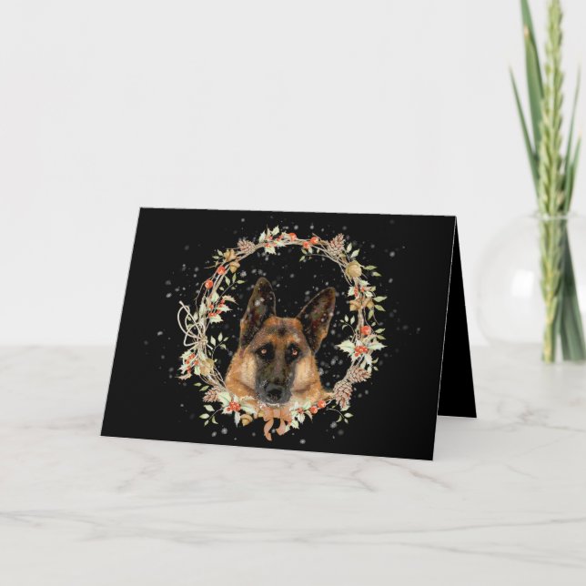 Festive German Shepherd Holiday Card (Front)