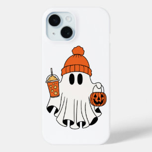 Festive Ghost with Pumpkin Basket & Iced Latte iPhone 15 Case