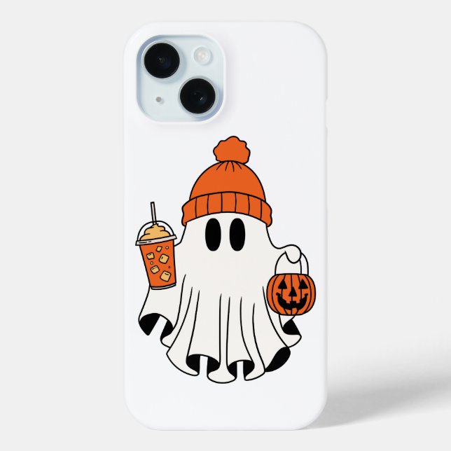 Festive Ghost with Pumpkin Basket & Iced Latte Case-Mate iPhone Case (Back)
