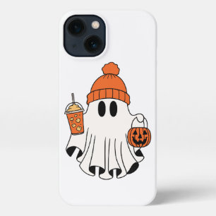 Festive Ghost with Pumpkin Basket & Iced Latte iPhone 13 Case