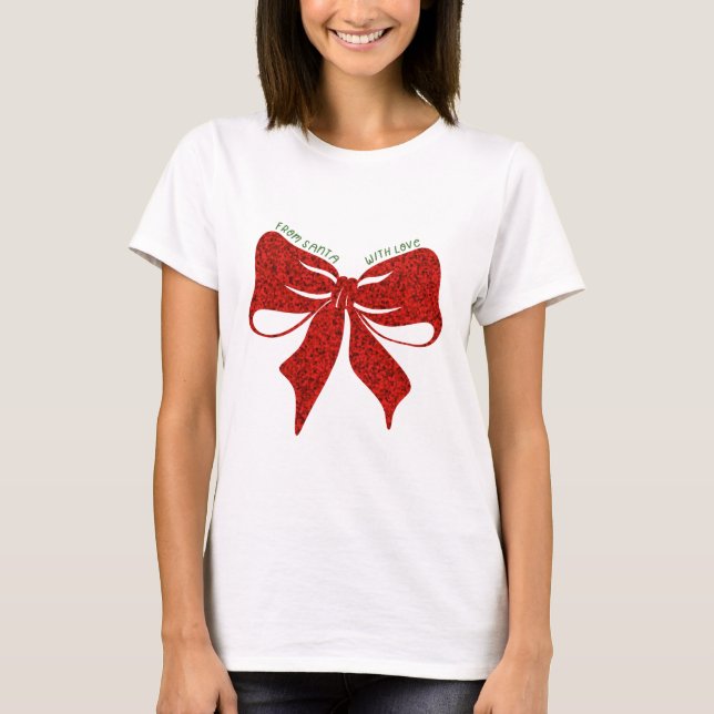 Festive Gift Bow Christmas T-Shirt -- Red Bow  (Front)