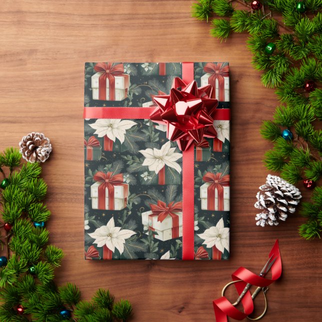 Festive Gift Box Pattern – Red Ribbons Wrapping Paper (Holiday Gift)