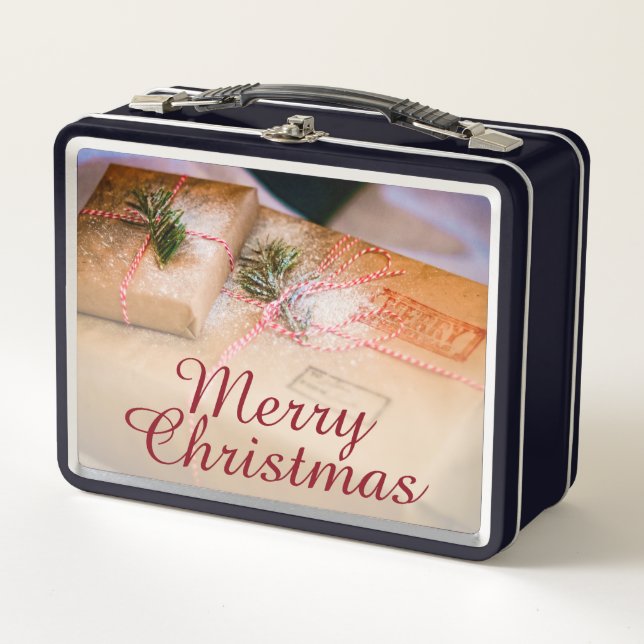 Festive gifts as Christmas motif Metal Lunch Box (Front)
