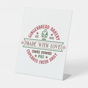 festive gingerbread bakery Christmas  Pedestal Sign