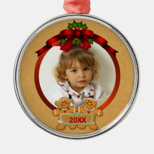 Festive Gingerbread Boy and Girl Metal Tree Decoration