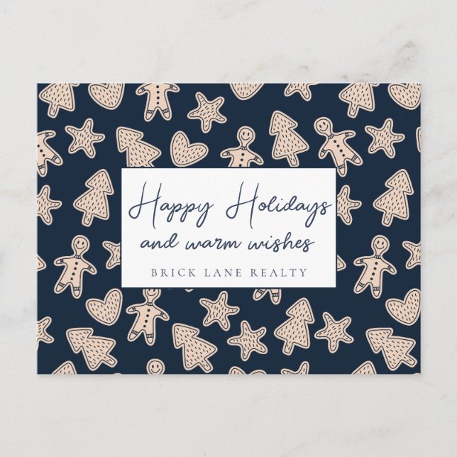 Festive Gingerbread Business Happy Holidays Holiday Postcard (Front)