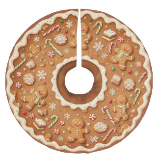 Festive Gingerbread Christmas Brushed Polyester Tree Skirt