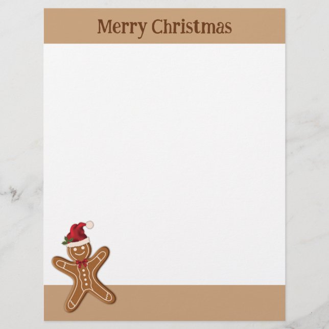 Festive Gingerbread Christmas Cookie & Custom Text Letterhead (Front)