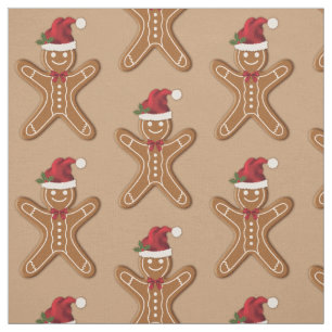 Festive Gingerbread Christmas Cookie Pattern Fabric