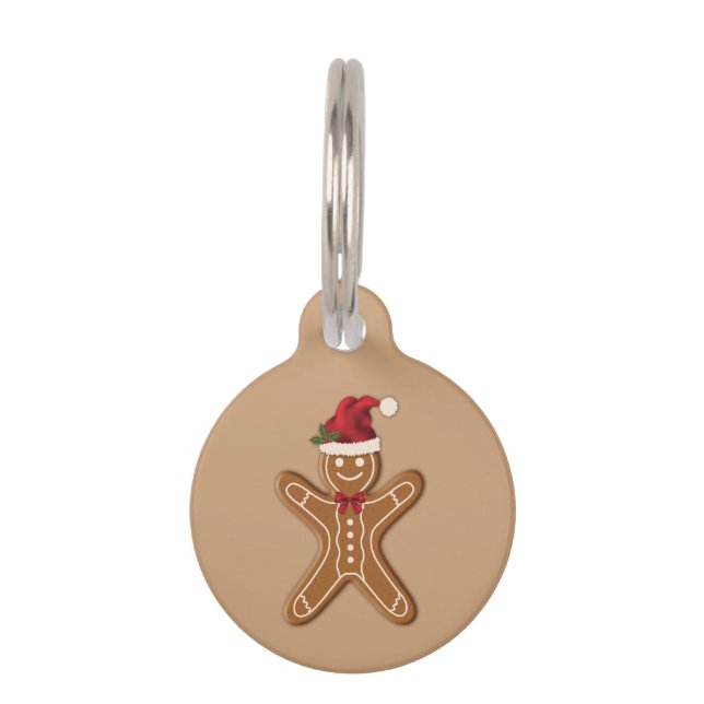 Festive Gingerbread Christmas Cookie Pet Tag (Front)
