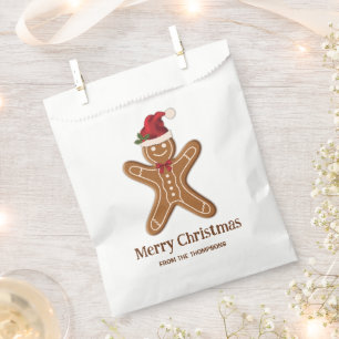 Festive Gingerbread Christmas Cookie With Text Favour Bag