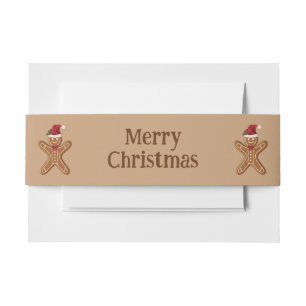 Festive Gingerbread Christmas Cookie With Text Invitation Belly Band
