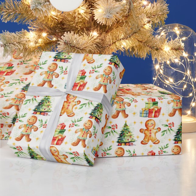 Festive Gingerbread Christmas  Wrapping Paper (Holidays)