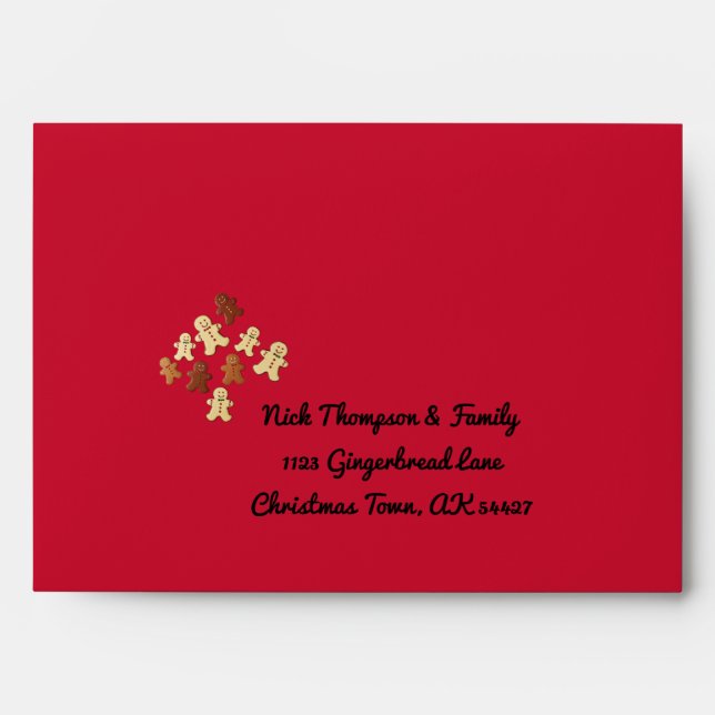 Festive Gingerbread Cookie Holiday Envelope (Front)