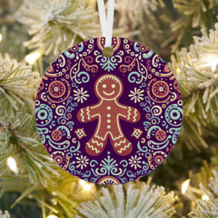 Festive Gingerbread Delight Metal Tree Decoration