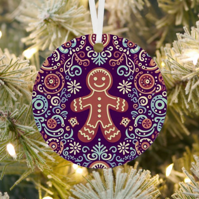 Festive Gingerbread Delight Metal Tree Decoration (Insitu)