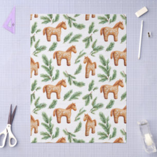 Festive Gingerbread Horse & Pine Pattern Tissue Paper