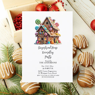 Festive Gingerbread House Christmas Party  Invitation