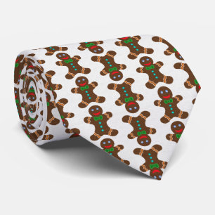 Festive Gingerbread Man Christmas Pattern Tie