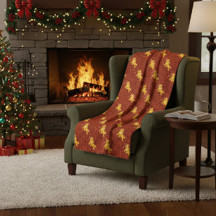 Festive Gingerbread Man & Knit Pattern Christmas  Fleece Blanket